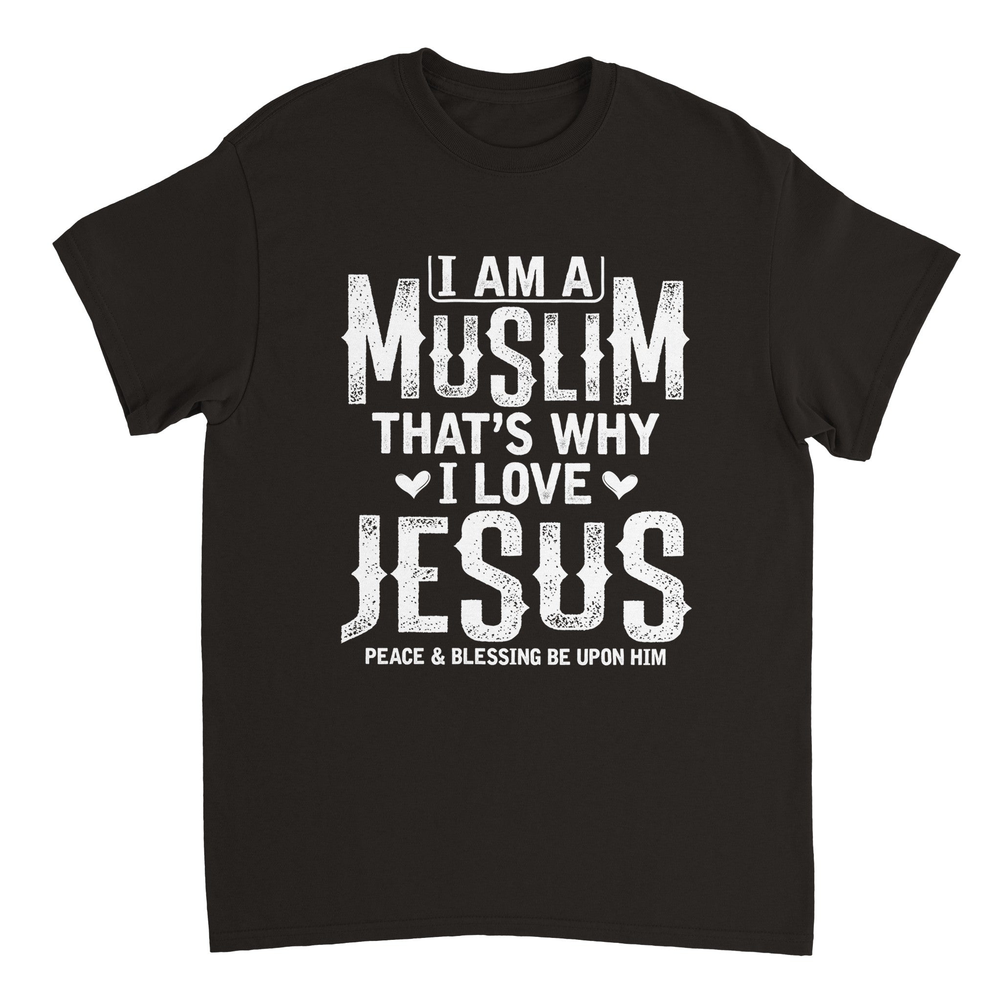 Heavyweight Unisex Crewneck T-shirt | I AM A MUSLIM THAT'S WHY I LOVE JESUS