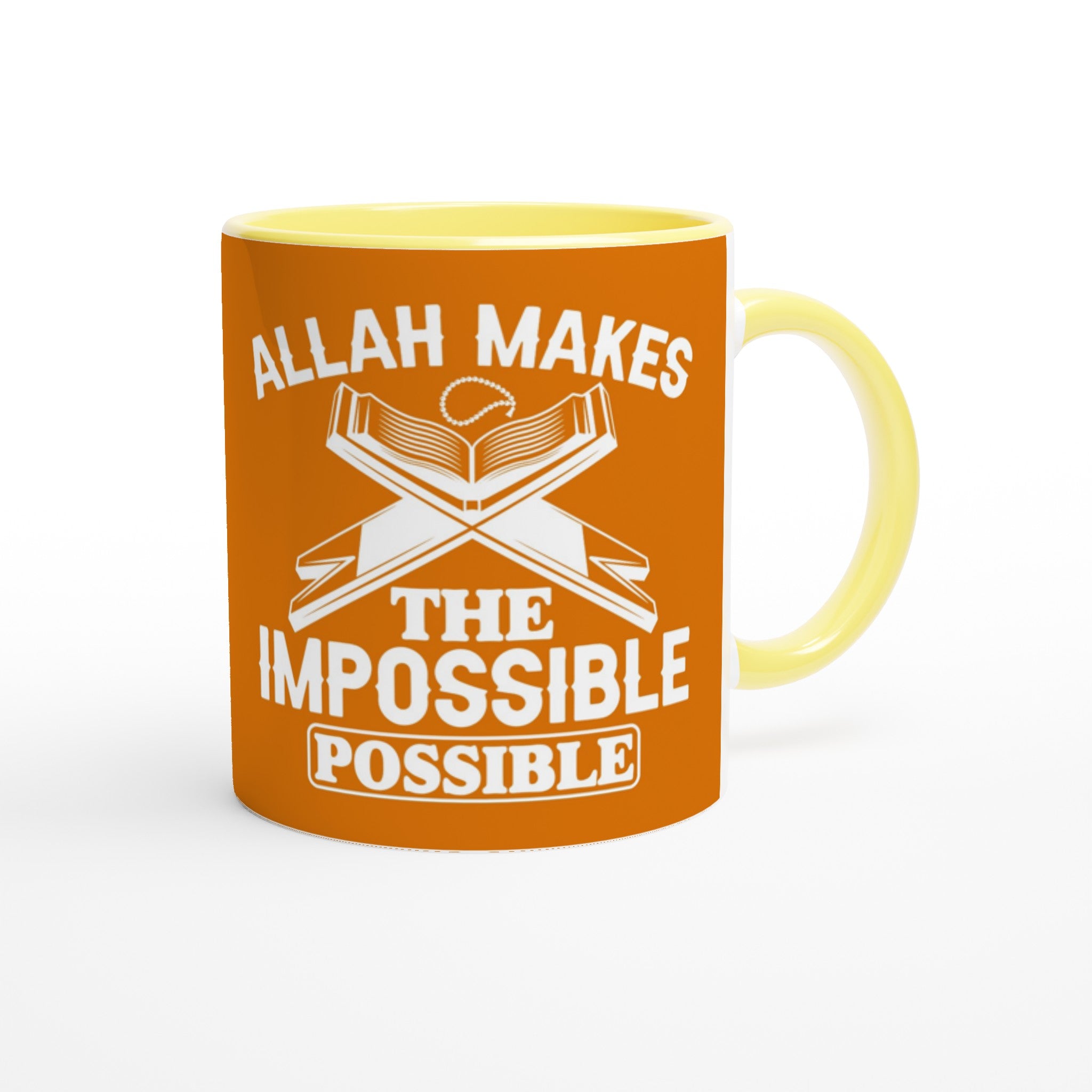 White 11oz Ceramic Mug with Color Inside | ALLAH MAKES THE IMPOSSIBLE POSSIBLE