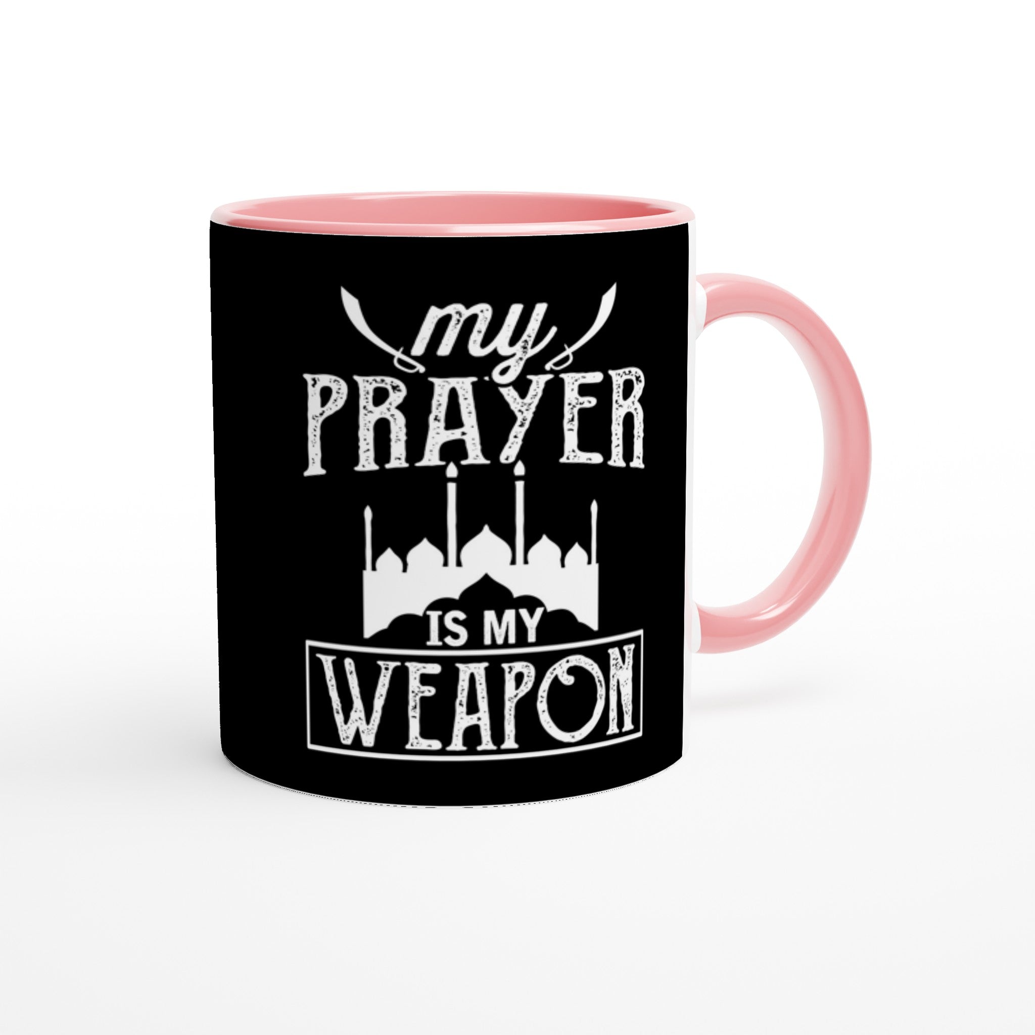 White 11oz Ceramic Mug with Color Inside | MY PRAYER IS MY WEAPON