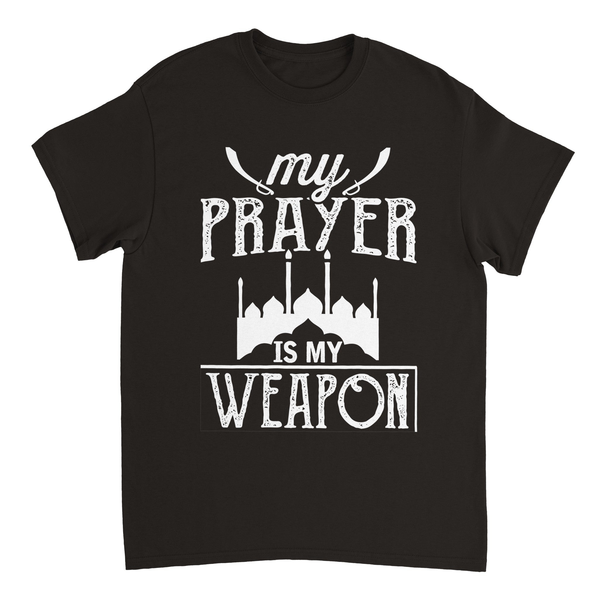 Heavyweight Unisex Crewneck T-shirt | MY PRAYER IS MY WEAPON