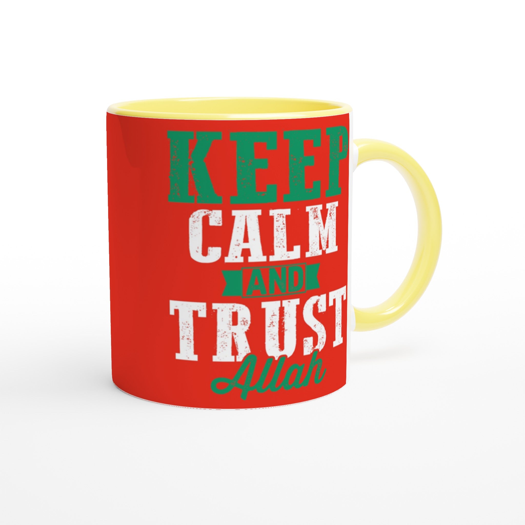 White 11oz Ceramic Mug with Color Inside | Keep Calm And Trust ALLAH