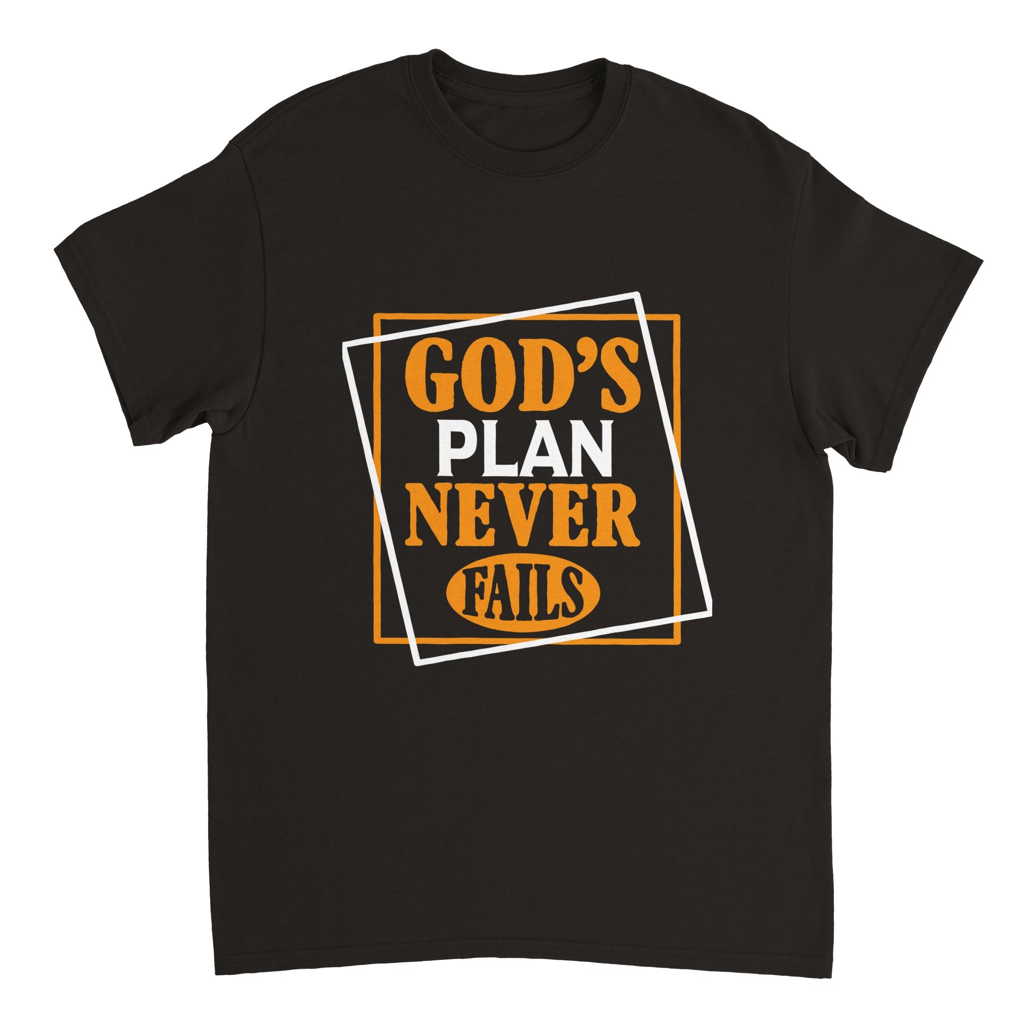 Heavyweight Unisex Crewneck T-shirt | GOD'S PLAN NEVER FAILS