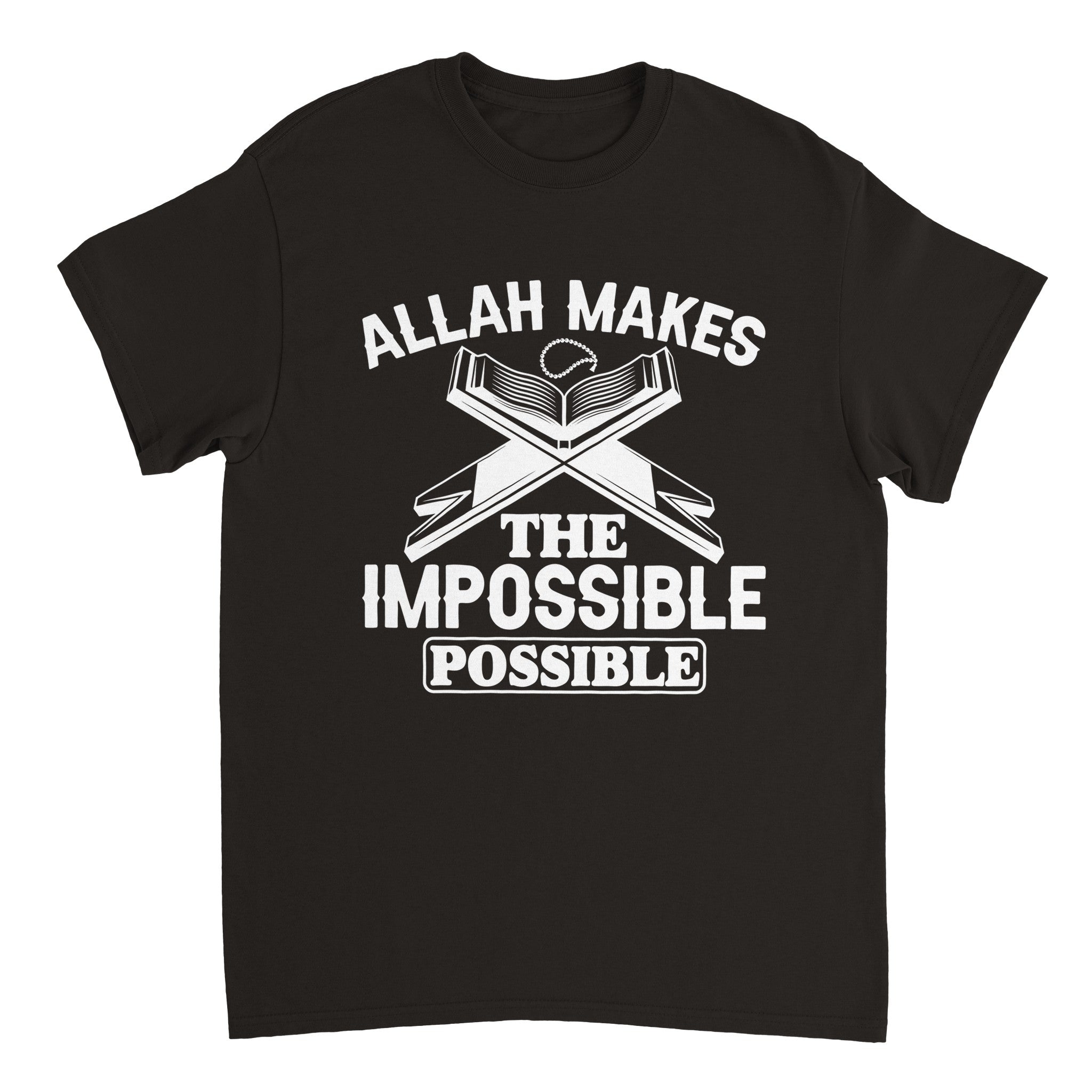 Heavyweight Unisex Crewneck T-shirt | ALLAH MAKES THE IMPOSSIBLE POSSIBLE